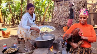 African village life cooking village food Swahili Biriyani and vegetables for lunch [upl. by Sewell]