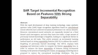 SAR Target Incremental Recognition Based on Features With Strong Separability [upl. by Zena]