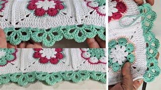 Crohet Border Video Tutorial Easy Crochet Border Edging for Blankets Crochet Edging for Shawls [upl. by Ilojne]