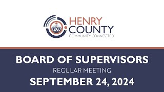 Henry County Board of Supervisors September 24 2024 [upl. by Fallon]