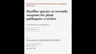 Bacillus species as versatile weapons for plant pathogens a review  RTCLTV [upl. by Melas]