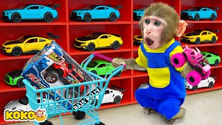 Monkey Koko Eat Rainbow Candy And Playing Racing Cars On Color Slides  KUDO KOKO CHANNEL [upl. by Taggart961]