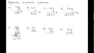 Mnożenie pisemne liczb naturalnych [upl. by Enymsaj]