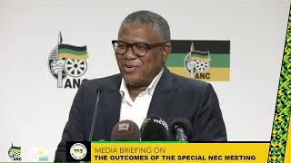 WATCH LIVE ANC Secretary General Fikile Mbalula briefs the media on outcomes of the Special NEC… [upl. by Airbma752]