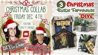 🌲🖤3 Handmade Christmas Crafts \\ DIY Rustic Farmhouse Christmas \\ Collab with Faythchick 777 [upl. by Lalat587]