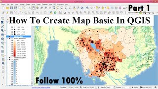 Part 1  How to create map basic in qgis  Map creation with QGIS [upl. by Ahsirahc]