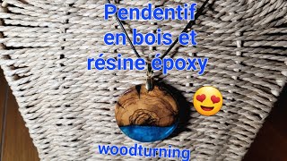 woodturning tournage sur bois de pendentifs en bois et résine époxy vidéo complète [upl. by Hairakcaz]