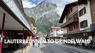 LAUTERBRUNNEN to GRINDELWALD🇨🇭Scenic Drive Through a Swiss Valley in Summer Rain 🌧️ 4K60FPS HDR [upl. by Eanwahs]