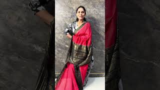 9404041966 Booking number WhatsApp only linen silk sequence saree with contrast border amp contrast Bp [upl. by Ellinger]