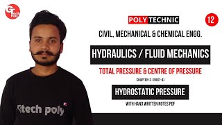 Hydraulics and Fluid mechanics  Lecture12  Total pressure and centre of pressure  Polytechnic [upl. by Lorita982]