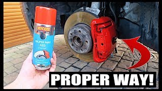 HOW TO SPRAY PAINT BRAKE CALIPERS AT HOME ON A BUDGET [upl. by Sidonnie814]