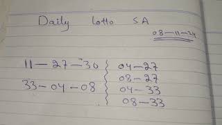 Daily Lotto SA Prediction for today 08112024 [upl. by Heinrik]