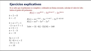 Si se sabe que el polinomio es completo y ordenado en forma creciente calcular el valor de 2abc In [upl. by Josh]