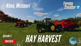 Mowing Tedding Windrowing Bailing and collecting Hay for our Farm on Alma Missouri [upl. by Neetsyrk]