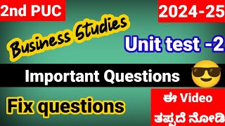 2nd PUC Business studies important questions for unit test 2 kseab 202425 [upl. by Ainel56]