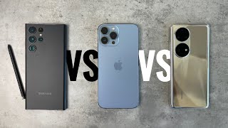 Samsung Galaxy S22 Ultra vs iPhone 13 Pro Max vs Huawei P50 Pro CAMERA COMPARISON [upl. by Muscolo]