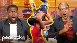 Nut Crackin Moves from GrecoRoman Wrestlers  Olympic Highlights With Kevin Hart and Snoop Dogg [upl. by Notrem660]