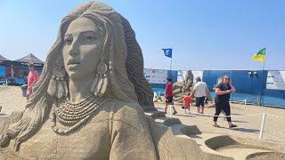 The sand sculpture exhibition at Parksville Beach BC Canada [upl. by Eicak535]