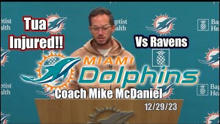 Coach Mike McDaniel Condensed Interview Vs Ravens TUA INJURY Miami Dolphins Football amp IMO [upl. by Ynamad]