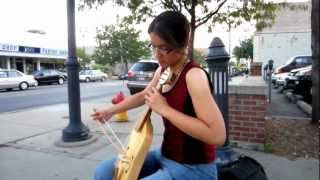 Street Musician playing a Medieval Vielle [upl. by Filmer14]