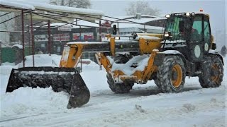 JCB at Work  Snow Plough  JCB 535 Telehandler Loadall Demonstration [upl. by Jael811]