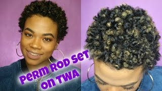 PERM ROD SET on TWA  Type 4 Natural Hair [upl. by Alsi590]