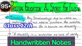 Physical education amp sports for CWSN handwritten Notes  Class 12  Chapter 4  Edustudy point [upl. by Ramilahs83]