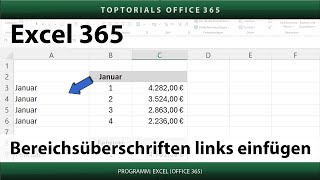 Bereichsüberschriften links hinzufügen  Excel 365 Tutorial [upl. by Celle]