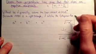 A proof that perpendicular lines have negative reciprocal slopes [upl. by Esened558]