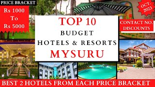 TOP 10 Budget Hotels And Resorts In MYSORE 2023  Rs 1000 To 5000  MYSURU Best Homestays [upl. by Sawtelle672]