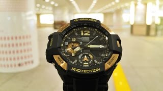 GShock GA11009GJF Skycockpit Gravitymaster Gold Black unboxing  review [upl. by Yttap]