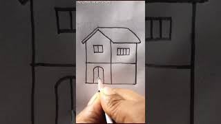 Creative Art🏠🏡 house drawing technique ideas plus 🏠🏡 [upl. by Launame]