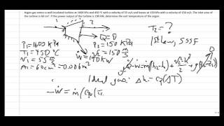 Thermodynamics Example Adiabatic turbine 1 [upl. by Norbel405]