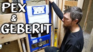 Geberit Wall Toilet Carrier and PEX A  Plumbing Roughin Complete [upl. by Mishaan]