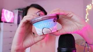 ASMR yogurt y contestado sus preguntas 🥥👅 [upl. by Arracahs]