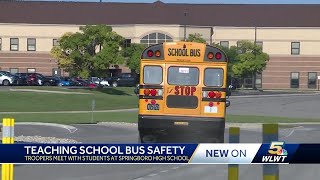 Ohio troopers address school bus safety during stop at Springboro High School [upl. by Jamille]