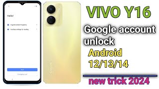 vivo y16 frp bypass  Android 1213 new method 2024  google account lock kaise hataye [upl. by Nahtanaj]