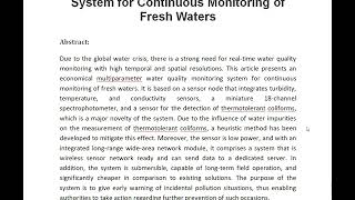 Multiparameter Water Quality Monitoring System for Continuous Monitoring of Fresh Waters [upl. by Elkcim606]