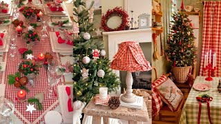 🎀VINTAGE GINGHAM CHRISTMAS DECORATION IDEAS For Stylish amp Holiday Efficient Aesthetic Cottage Style [upl. by Gile]