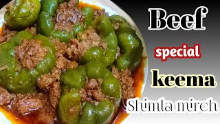 stuffed keema Shimla mirch  beef keema Shimla mirch instant recipe 😋😋😋😋😋😋indian cooking food [upl. by Aerehs867]