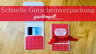 Schnelle Gutscheinkarten  Verpackung  eine Anleitung mit den Produkten von Stampin Up [upl. by Atinauj]