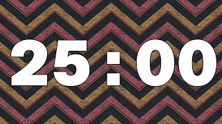 Chalkboard Countdown Timer  25 minutes  Yellow and Red Chevron Pattern [upl. by Niryt]