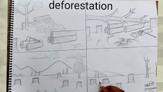 how to draw deforestation I how to draw deforestation I how to draw deforestation and afforestation [upl. by Genesa209]