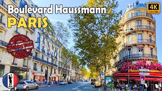 🇫🇷 PARIS Boulevard Haussmann Amasing Walking Tour 4K60 fps [upl. by Terrijo268]