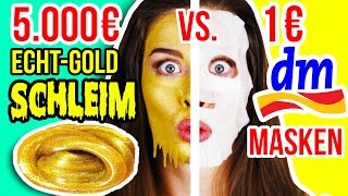 TEUERSTE GOLD SCHLEIM MASKE der WELT 😵💸 vs 1€ DM TEST 24K GOLD SLIME DIY [upl. by Haeli]