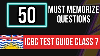 ICBC Knowledge Test Guide Class 7 British Columbia 50 Must Memorize Questions 1 [upl. by Moth]