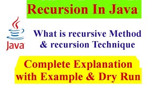 What is recursion In Java  Explain with code And Dry Run  JavaMind Techie [upl. by Miarfe]