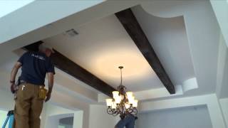 How to Install Faux Wood Ceiling Beams [upl. by Itirahc]