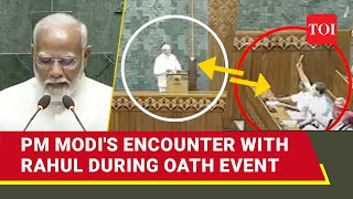 Rahul Vs Modi Encounter Cong MPs Action During PMs Oath Goes Viral  Watch [upl. by Ecilahs]