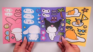 Paper Diy  산리오 여름 스티커북 Sanrio Summer Sticker Book ASMR [upl. by Renelle778]